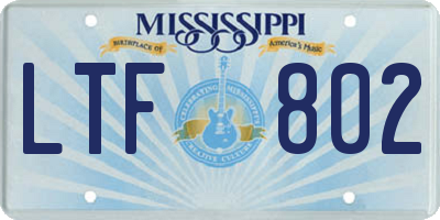 MS license plate LTF802