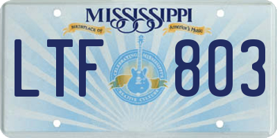MS license plate LTF803