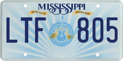 MS license plate LTF805