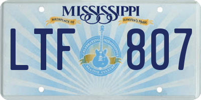 MS license plate LTF807