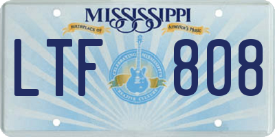 MS license plate LTF808