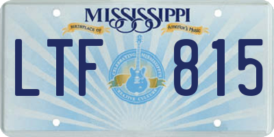 MS license plate LTF815