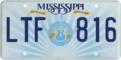 MS license plate LTF816