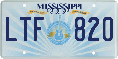 MS license plate LTF820