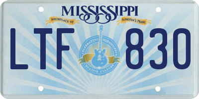 MS license plate LTF830