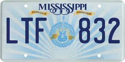 MS license plate LTF832