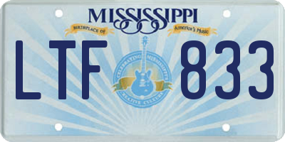 MS license plate LTF833