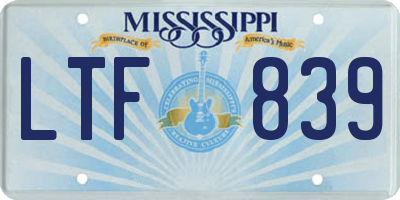 MS license plate LTF839