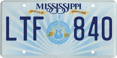 MS license plate LTF840
