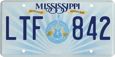 MS license plate LTF842