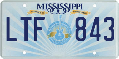 MS license plate LTF843
