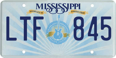 MS license plate LTF845