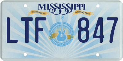 MS license plate LTF847