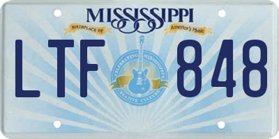 MS license plate LTF848