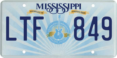 MS license plate LTF849