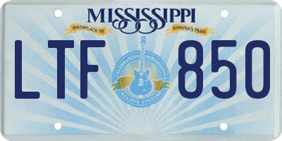 MS license plate LTF850