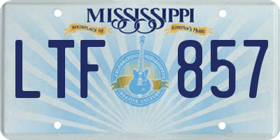 MS license plate LTF857