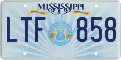 MS license plate LTF858