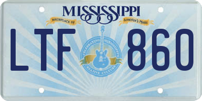 MS license plate LTF860