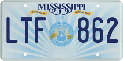 MS license plate LTF862