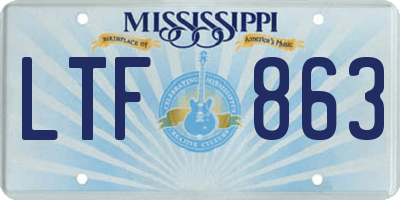 MS license plate LTF863