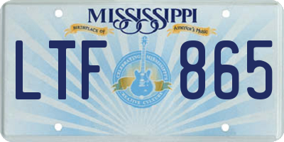 MS license plate LTF865