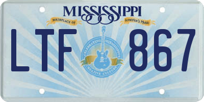 MS license plate LTF867