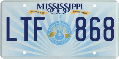 MS license plate LTF868