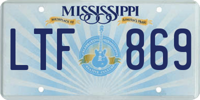 MS license plate LTF869