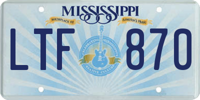 MS license plate LTF870