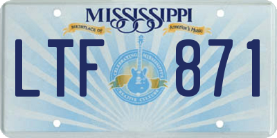MS license plate LTF871