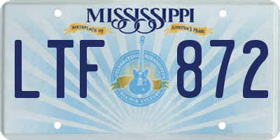 MS license plate LTF872