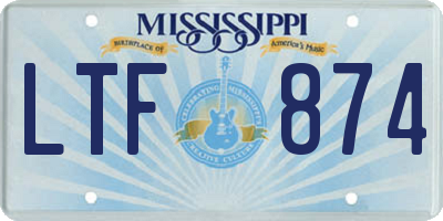 MS license plate LTF874