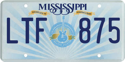 MS license plate LTF875