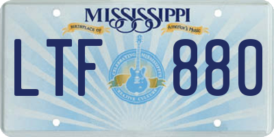 MS license plate LTF880