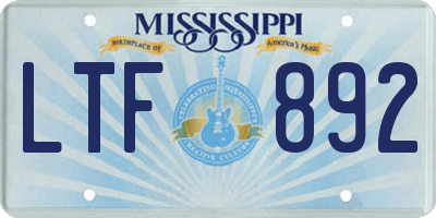 MS license plate LTF892