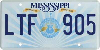 MS license plate LTF905