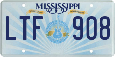 MS license plate LTF908