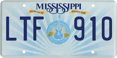 MS license plate LTF910
