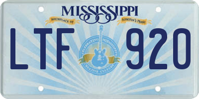 MS license plate LTF920