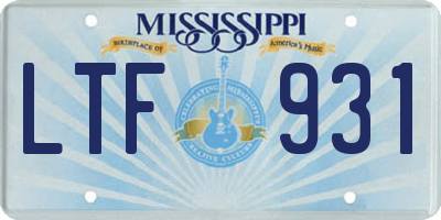 MS license plate LTF931