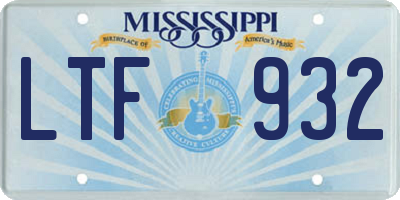 MS license plate LTF932
