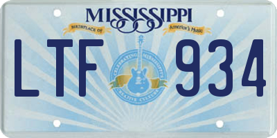 MS license plate LTF934