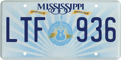 MS license plate LTF936