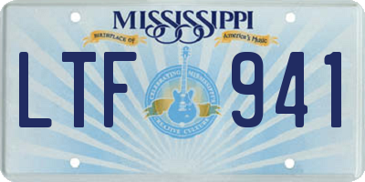 MS license plate LTF941