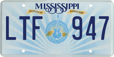 MS license plate LTF947