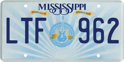 MS license plate LTF962