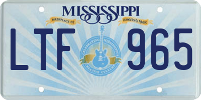 MS license plate LTF965