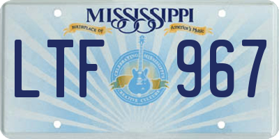 MS license plate LTF967