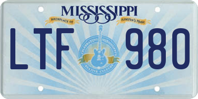 MS license plate LTF980
